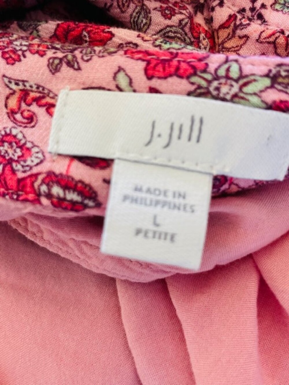 J. JIll Relaxed Fit Flounce Hem Sleeveless Pink Floral Maxi Dress Large Petite - Picture 8 of 9